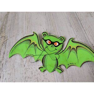 Vintage‎ beistle paper bat diecut Halloween hanging decor cardboard green unique